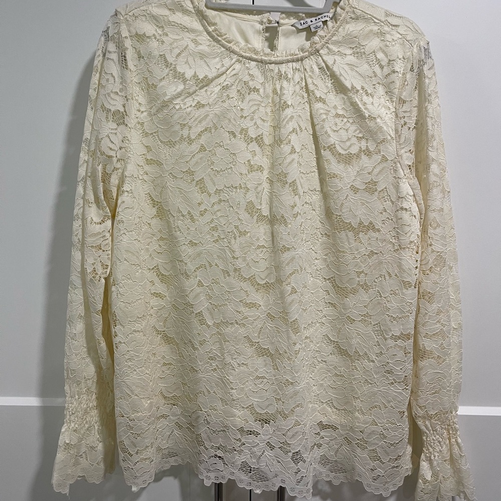 Zac & Rachel Cream Lace Blouse Sz Large 💕